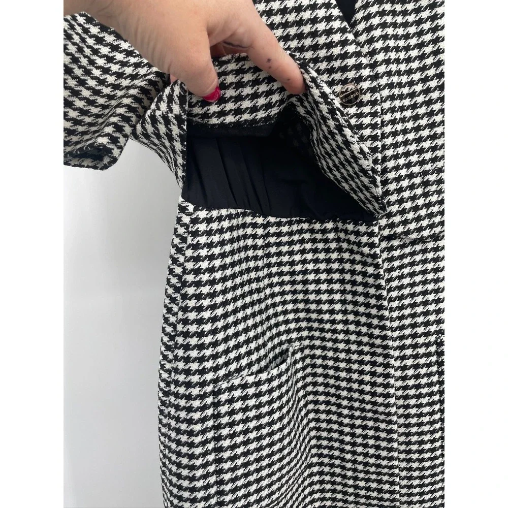 Sandro Charlotte Houndstooth Black and White Tweed Mini Dress 38 US 6 - Picture 2 of 11